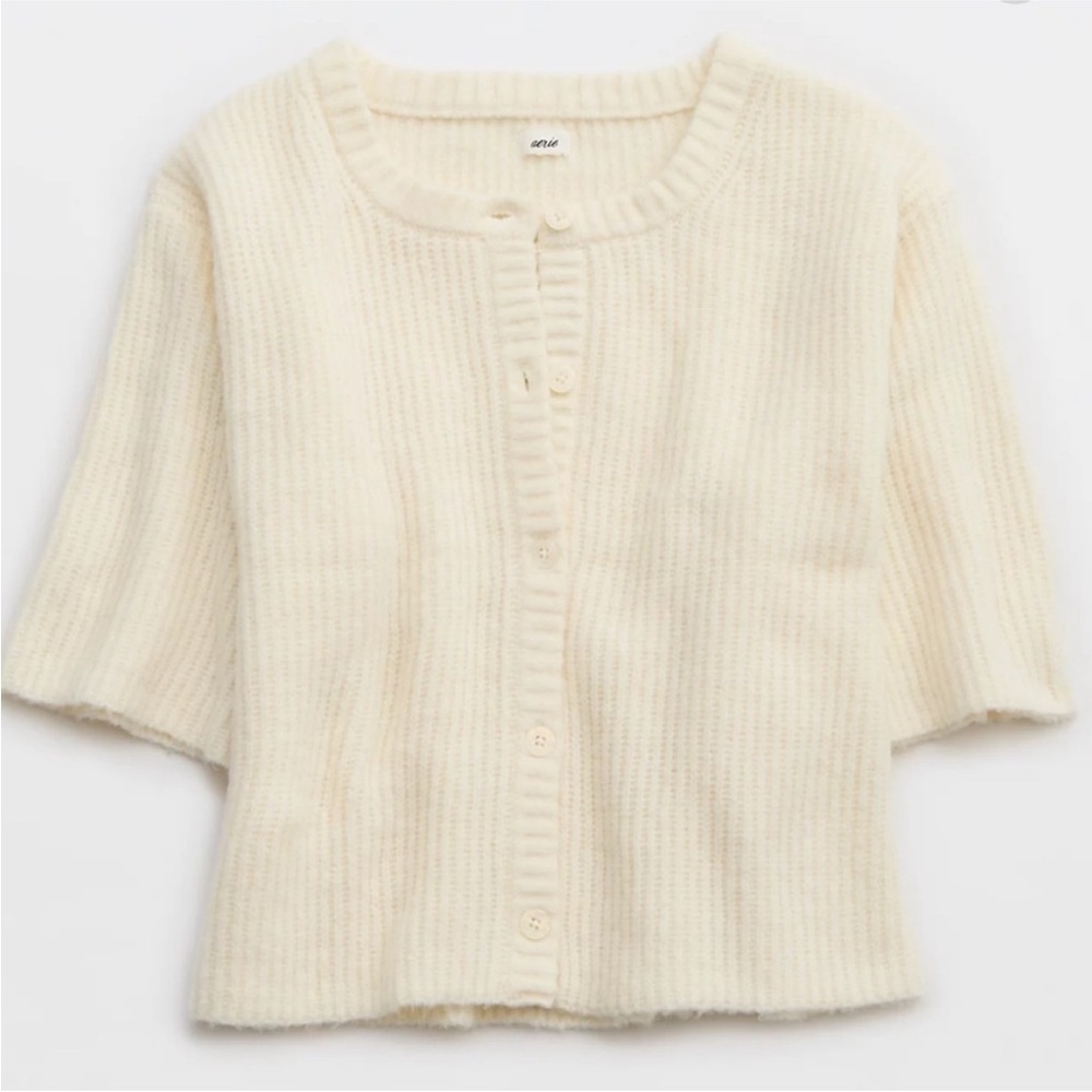 Aerie Unreal Cream short sleeve Cardigan
